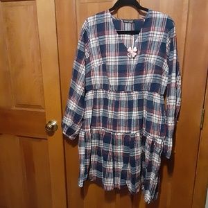 Plaid Flannel Pullover Dress